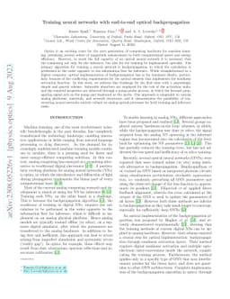 Training neural networks with end-to-end optical backpropagation