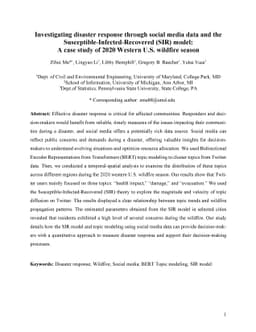 Investigating disaster response through social media data and the
  Susceptible-Infected-Recovered (SIR) model: A case study of 2020 Western U.S.
  wildfire season