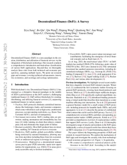 Decentralized Finance (DeFi): A Survey