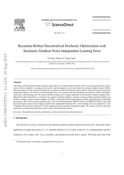 Byzantine-Robust Decentralized Stochastic Optimization with Stochastic
  Gradient Noise-Independent Learning Error