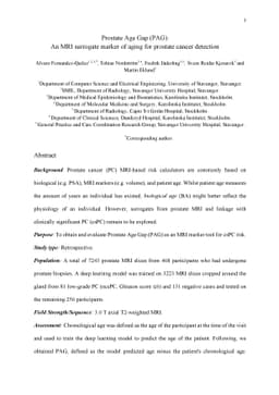 Prostate Age Gap (PAG): An MRI surrogate marker of aging for prostate
  cancer detection