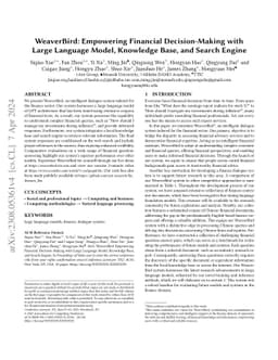 WeaverBird: Empowering Financial Decision-Making with Large Language
  Model, Knowledge Base, and Search Engine