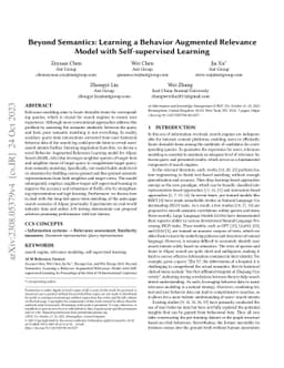 Beyond Semantics: Learning a Behavior Augmented Relevance Model with
  Self-supervised Learning