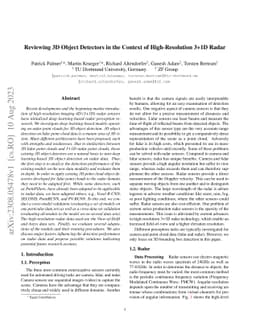 Reviewing 3D Object Detectors in the Context of High-Resolution 3+1D
  Radar