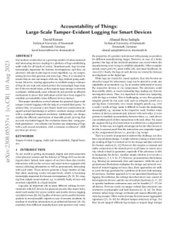 Accountability of Things: Large-Scale Tamper-Evident Logging for Smart
  Devices