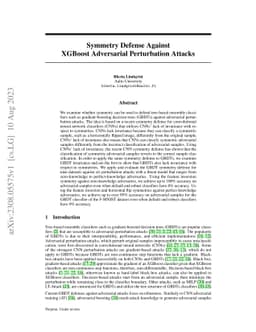 Symmetry Defense Against XGBoost Adversarial Perturbation Attacks