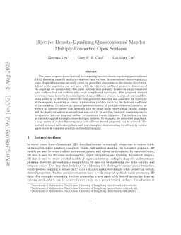 Bijective Density-Equalizing Quasiconformal Map for Multiply-Connected
  Open Surfaces
