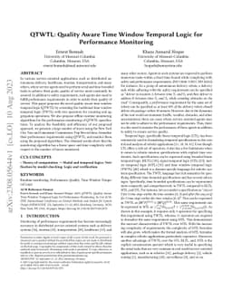 QTWTL: Quality Aware Time Window Temporal Logic for Performance
  Monitoring