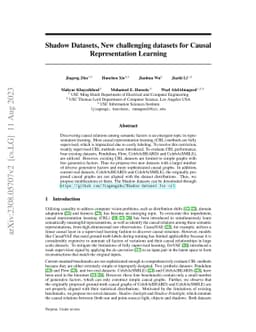 Shadow Datasets, New challenging datasets for Causal Representation
  Learning