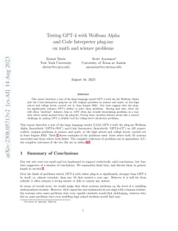 Testing GPT-4 with Wolfram Alpha and Code Interpreter plug-ins on math and science problems