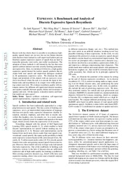 EXPRESSO: A Benchmark and Analysis of Discrete Expressive Speech
  Resynthesis