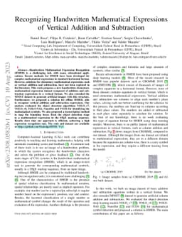 Recognizing Handwritten Mathematical Expressions of Vertical Addition
  and Subtraction