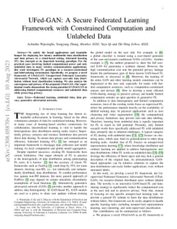 UFed-GAN: A Secure Federated Learning Framework with Constrained
  Computation and Unlabeled Data