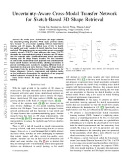 Uncertainty-Aware Cross-Modal Transfer Network for Sketch-Based 3D Shape
  Retrieval