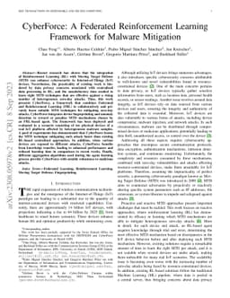 CyberForce: A Federated Reinforcement Learning Framework for Malware
  Mitigation