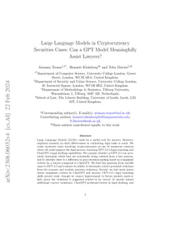 Large Language Models in Cryptocurrency Securities Cases: Can a GPT
  Model Meaningfully Assist Lawyers?