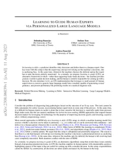Learning to Guide Human Experts via Personalized Large Language Models