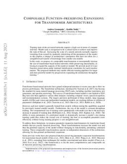 Composable Function-preserving Expansions for Transformer Architectures