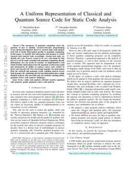 A Uniform Representation of Classical and Quantum Source Code for Static
  Code Analysis