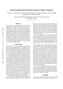 Improving Joint Speech-Text Representations Without Alignment