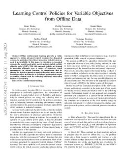Learning Control Policies for Variable Objectives from Offline Data