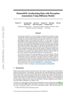 DatasetDM: Synthesizing Data with Perception Annotations Using Diffusion
  Models