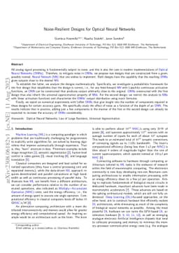 Noise-Resilient Designs for Optical Neural Networks
