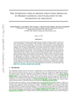 The divergence time of protein structures modelled by Markov matrices
  and its relation to the divergence of sequences