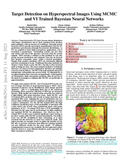 Target Detection on Hyperspectral Images Using MCMC and VI Trained
  Bayesian Neural Networks