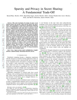 Sparsity and Privacy in Secret Sharing: A Fundamental Trade-Off