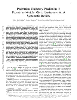 Pedestrian Trajectory Prediction in Pedestrian-Vehicle Mixed
  Environments: A Systematic Review