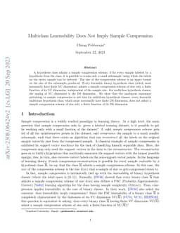 Multiclass Learnability Does Not Imply Sample Compression