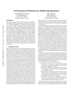 Performance Prediction for Multi-hop Questions