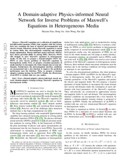 A Domain-adaptive Physics-informed Neural Network for Inverse Problems
  of Maxwell's Equations in Heterogeneous Media