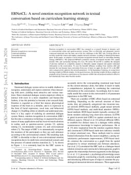 ERNetCL: A novel emotion recognition network in textual conversation
  based on curriculum learning strategy
