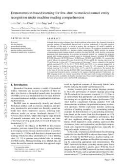 Demonstration-based learning for few-shot biomedical named entity
  recognition under machine reading comprehension
