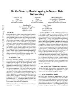 On the Security Bootstrapping in Named Data Networking