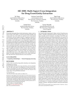 MC-DRE: Multi-Aspect Cross Integration for Drug Event/Entity Extraction