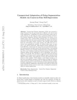 Unsupervised Adaptation of Polyp Segmentation Models via Coarse-to-Fine
  Self-Supervision