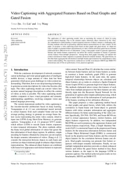 Video Captioning with Aggregated Features Based on Dual Graphs and Gated
  Fusion