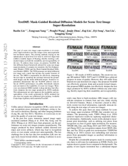 TextDiff: Mask-Guided Residual Diffusion Models for Scene Text Image Super-Resolution