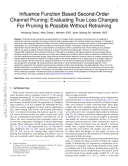 Influence Function Based Second-Order Channel Pruning-Evaluating True
  Loss Changes For Pruning Is Possible Without Retraining