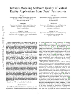 Towards Modeling Software Quality of Virtual Reality Applications from
  Users' Perspectives