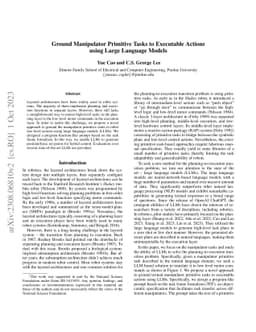 Ground Manipulator Primitive Tasks to Executable Actions using Large
  Language Models