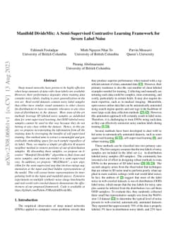 Manifold DivideMix: A Semi-Supervised Contrastive Learning Framework for
  Severe Label Noise