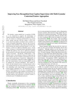 Improving Face Recognition from Caption Supervision with Multi-Granular
  Contextual Feature Aggregation