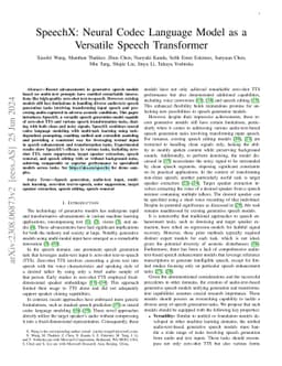 SpeechX: Neural Codec Language Model as a Versatile Speech Transformer