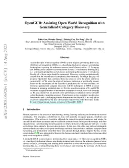 OpenGCD: Assisting Open World Recognition with Generalized Category
  Discovery