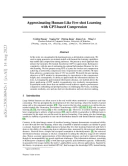 Approximating Human-Like Few-shot Learning with GPT-based Compression