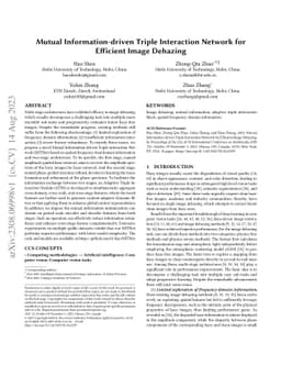 Mutual Information-driven Triple Interaction Network for Efficient Image
  Dehazing